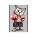 Picture of Boxing cat _GroupedProduct_Rectangle_Portrait_Canvas_Framed_