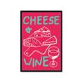 Picture of Cheese and Wine Typography Poster _GroupedProduct_Rectangle_Portrait_Framed_Matted_