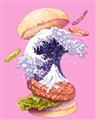 Picture of kanagawa burger _GroupedProduct_Rectangle_Portrait_Unframed_Print_Only_