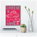Picture of Cheese and Wine Typography Poster _GroupedProduct_Rectangle_Portrait_Canvas_Framed_