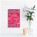 Picture of Cheese and Wine Typography Poster _GroupedProduct_Rectangle_Portrait_Canvas_Framed_