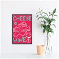 Picture of Cheese and Wine Typography Poster _GroupedProduct_Rectangle_Portrait_Canvas_Framed_