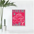 Picture of Cheese and Wine Typography Poster _GroupedProduct_Rectangle_Portrait_Canvas_Framed_