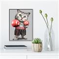 Picture of Boxing cat _GroupedProduct_Rectangle_Portrait_Canvas_Framed_