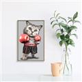 Picture of Boxing cat _GroupedProduct_Rectangle_Portrait_Canvas_Framed_