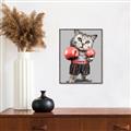 Picture of Boxing cat _GroupedProduct_Rectangle_Portrait_Canvas_Framed_