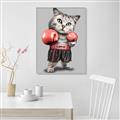 Picture of Boxing cat _GroupedProduct_Rectangle_Portrait_Canvas_Framed_