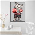 Picture of Boxing cat _GroupedProduct_Rectangle_Portrait_Canvas_Framed_