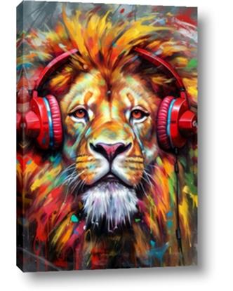 Picture of Lion With Headphones animal
