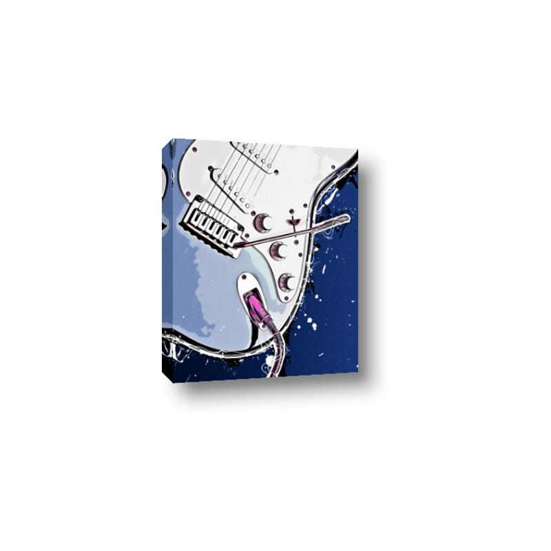 Picture of Retro Blue guitar Poster _GroupedProduct_Rectangle_Portrait_Canvas_