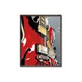 Picture of Retro Red guitar Poster _GroupedProduct_Rectangle_Portrait_Canvas_Framed_