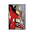 Picture of Retro Red guitar Poster _GroupedProduct_Rectangle_Portrait_Canvas_Framed_