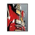Picture of Retro Red guitar Poster _GroupedProduct_Rectangle_Portrait_Canvas_Framed_