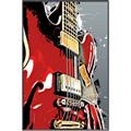 Picture of Retro Red guitar Poster _GroupedProduct_Rectangle_Portrait_Canvas_Framed_