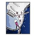 Picture of Retro Blue guitar Poster _GroupedProduct_Rectangle_Portrait_Canvas_Framed_