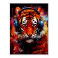 Picture of Tiger With Headphones animal _GroupedProduct_Rectangle_Portrait_Canvas_Framed_