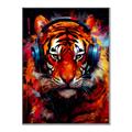 Picture of Tiger With Headphones animal _GroupedProduct_Rectangle_Portrait_Canvas_Framed_