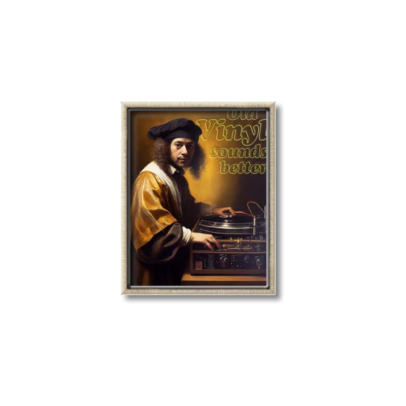 Picture of Old Vinyl Sounds Better Typography Poster _GroupedProduct_Rectangle_Portrait_Canvas_Framed_
