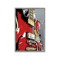 Picture of Retro Red guitar Poster _GroupedProduct_Rectangle_Portrait_Framed_Matted_