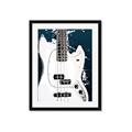 Picture of Retro White guitar Poster _GroupedProduct_Rectangle_Portrait_Framed_Matted_