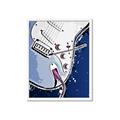 Picture of Retro Blue guitar Poster _GroupedProduct_Rectangle_Portrait_Framed_Matted_