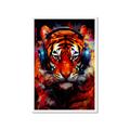 Picture of Tiger With Headphones animal _GroupedProduct_Rectangle_Portrait_Framed_Matted_