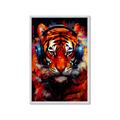Picture of Tiger With Headphones animal _GroupedProduct_Rectangle_Portrait_Framed_Matted_