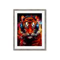 Picture of Tiger With Headphones animal _GroupedProduct_Rectangle_Portrait_Framed_Matted_