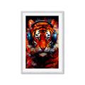 Picture of Tiger With Headphones animal _GroupedProduct_Rectangle_Portrait_Framed_Matted_