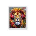 Picture of Lion With Headphones animal _GroupedProduct_Rectangle_Portrait_Framed_Matted_