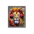 Picture of Lion With Headphones animal _GroupedProduct_Rectangle_Portrait_Framed_Matted_