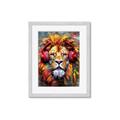 Picture of Lion With Headphones animal _GroupedProduct_Rectangle_Portrait_Framed_Matted_