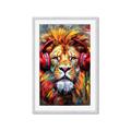 Picture of Lion With Headphones animal _GroupedProduct_Rectangle_Portrait_Framed_Matted_