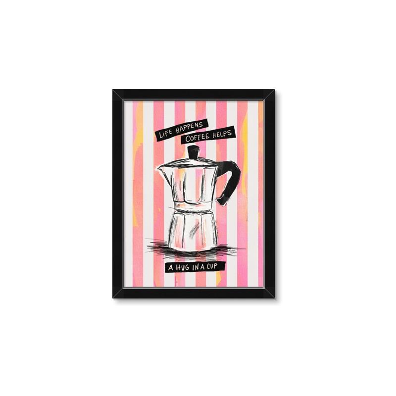 Picture of Mocca Coffee on Stripes - Hug in a Cup _GroupedProduct_Rectangle_Portrait_Framed_Matted_