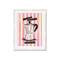 Picture of Mocca Coffee on Stripes - Hug in a Cup _GroupedProduct_Rectangle_Portrait_Framed_Matted_