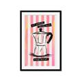 Picture of Mocca Coffee on Stripes - Hug in a Cup _GroupedProduct_Rectangle_Portrait_Framed_Matted_