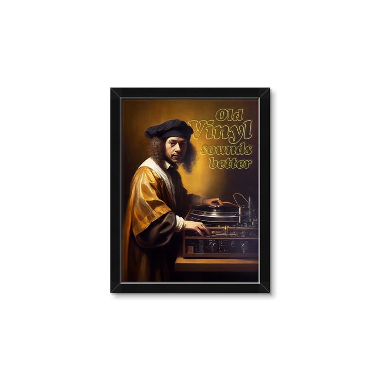 Picture of Old Vinyl Sounds Better Typography Poster _GroupedProduct_Rectangle_Portrait_Framed_Matted_