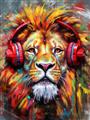 Picture of Lion With Headphones animal _GroupedProduct_Rectangle_Portrait_Unframed_Print_Only_
