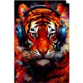 Picture of Tiger With Headphones animal _GroupedProduct_Rectangle_Portrait_Unframed_Print_Only_
