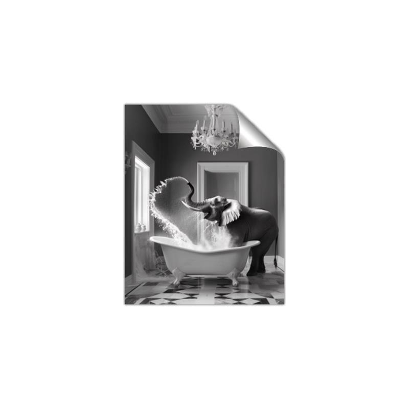 Picture of Joyful Elephant Bath Time _GroupedProduct_Rectangle_Portrait_Unframed_Print_Only_