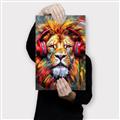 Picture of Lion With Headphones animal _GroupedProduct_Rectangle_Portrait_Canvas_