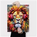 Picture of Lion With Headphones animal _GroupedProduct_Rectangle_Portrait_Canvas_
