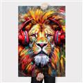 Picture of Lion With Headphones animal _GroupedProduct_Rectangle_Portrait_Canvas_