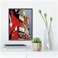 Picture of Retro Red guitar Poster _GroupedProduct_Rectangle_Portrait_Canvas_Framed_