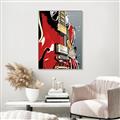 Picture of Retro Red guitar Poster _GroupedProduct_Rectangle_Portrait_Canvas_Framed_