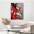 Picture of Retro Red guitar Poster _GroupedProduct_Rectangle_Portrait_Canvas_Framed_