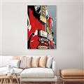 Picture of Retro Red guitar Poster _GroupedProduct_Rectangle_Portrait_Canvas_Framed_