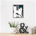 Picture of Retro White guitar Poster _GroupedProduct_Rectangle_Portrait_Canvas_Framed_