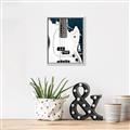 Picture of Retro White guitar Poster _GroupedProduct_Rectangle_Portrait_Canvas_Framed_