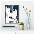 Picture of Retro White guitar Poster _GroupedProduct_Rectangle_Portrait_Canvas_Framed_